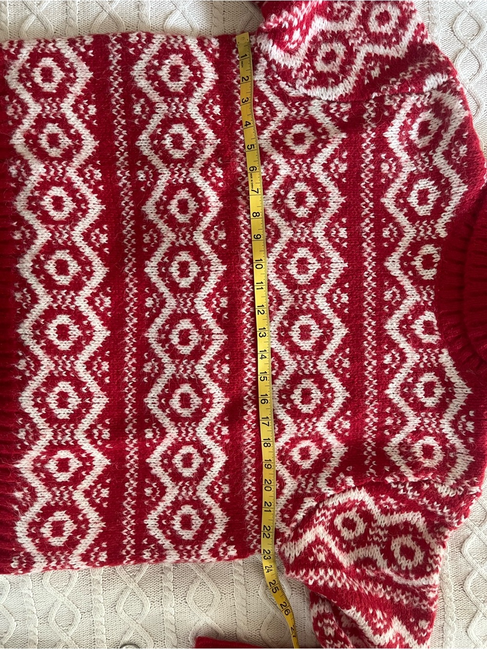 Joseph A. Designer Red & White Fair Isle Turtleneck Sweater Women’s Size 1X - Picture 5 of 14